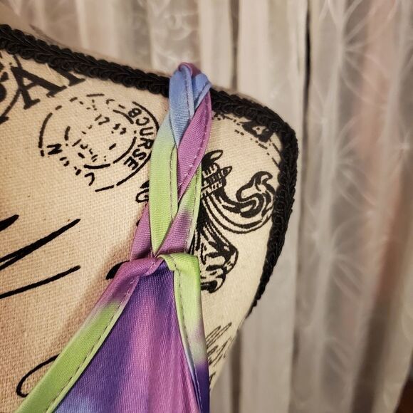 Dressfo blue multicolored braided spaghetti strap tank top size large - Picture 2 of 4